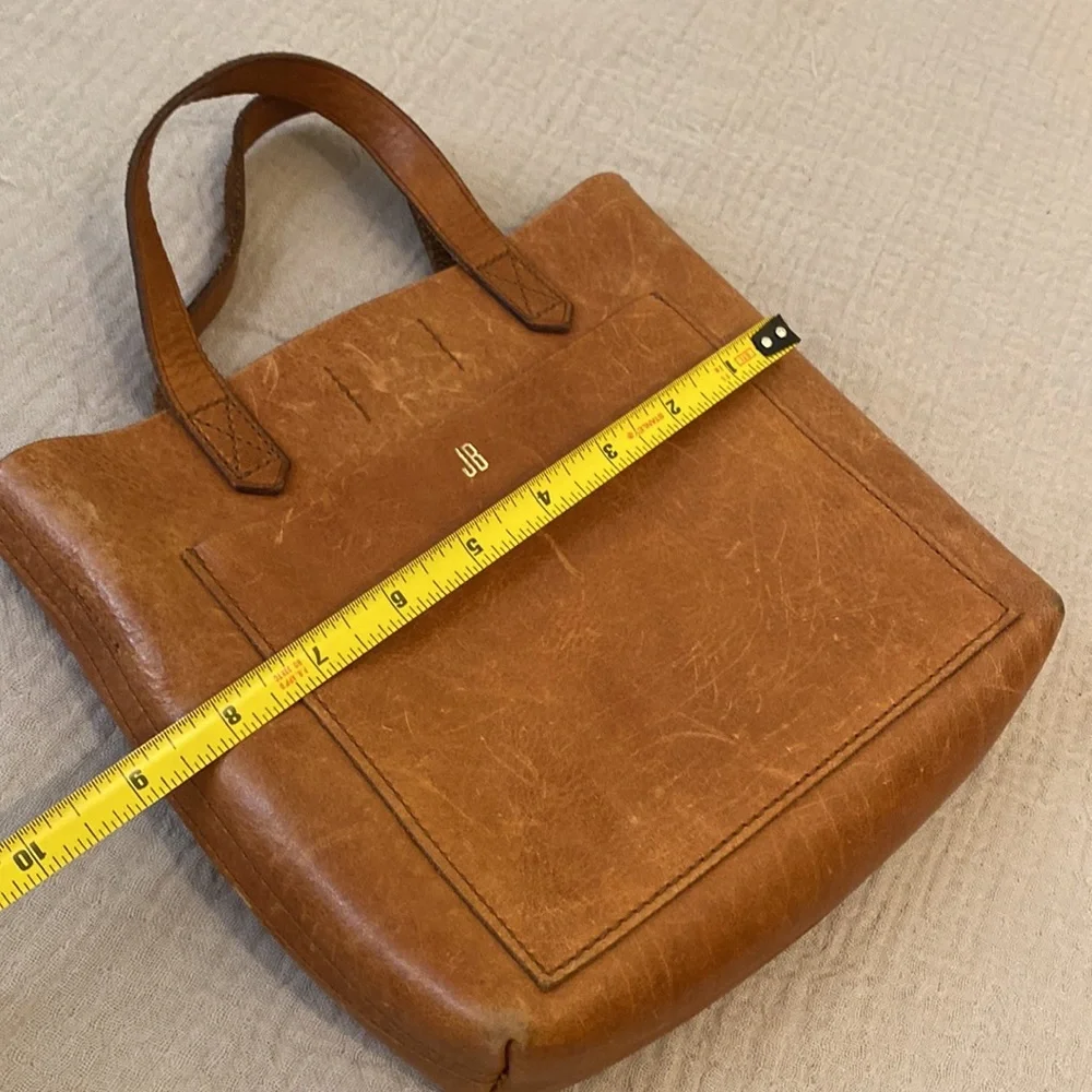 Madewell Monogrammed JB Tan Leather Tote Bag - Versatile Crossbody Strap